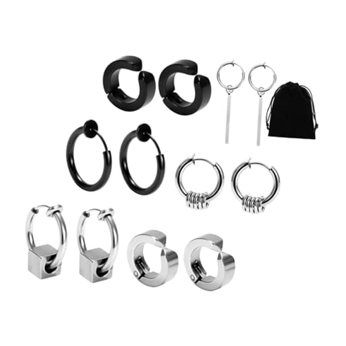 IMIKEYA 6paare Herren Ohrclips Stilvolle Edelstahl Ohrknochenclips Punk Style Herren Ohrschmuck Kreatives Design Ohrlöcher Leicht Anzuziehen Für Alltag Und Festival von IMIKEYA