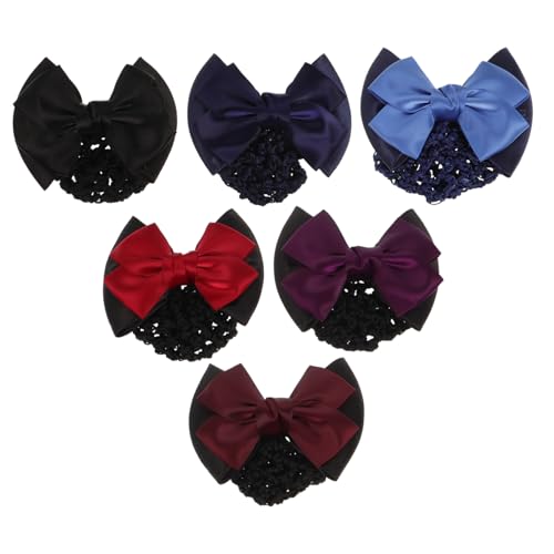 IMIKEYA 6stücke Elastische Haarspangen Mit Schleife Professionelles Haarnetz Für Damen in Rot Blau Schwarz Weinrot Dunkellila Und Hellblau Büro Party Und Freizeit von IMIKEYA
