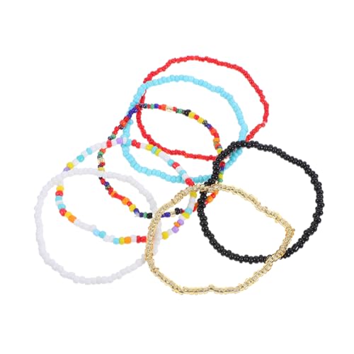 IMIKEYA 7 Stück Elastische Perlenarmbänder Damen Bunte Geometrische Handgelenk ketten Vielseitiger Schmuck Für Frauen Geschenk Alltag und Fest von IMIKEYA