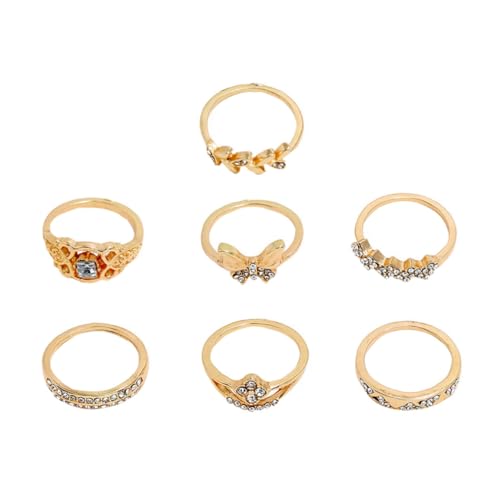 IMIKEYA 7Stücke Teiliges Vintage Strass Ring Set Dekorative und Blumenringe für Damen als Fingerring oder Knöchelring Geeignet für IMIKEYA 7Stücke Teiliges Vintage Strass Ring Set Dekorative und Blumenringe für Damen als Fingerring oder Knöchelring Geeignet für von IMIKEYA