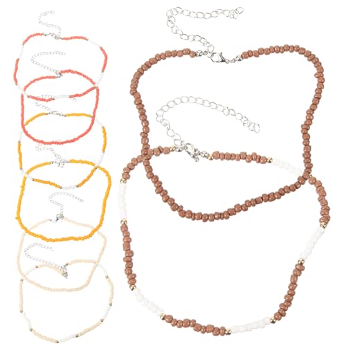 IMIKEYA 8 Stück Bunte Handgefertigte Perlenhalskette Damen Leichte Kreative Schmuckkette mit Farbenfrohen Langlebigen Perlen Modisches Accessoire für Alltag und Festliche Anlässe von IMIKEYA