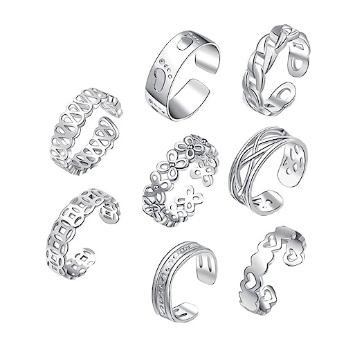 IMIKEYA 8 Stück Damen Zehenringe Kupfer Verziert mit Silberner Beschichtung Dekorative Fußschmuck für Sommerpartys und Strandoutfits für und Besondere Anlässe von IMIKEYA