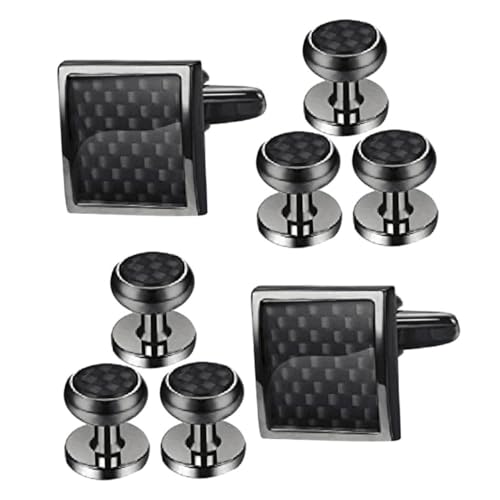 IMIKEYA 8 Stück Elegantes Teiliges Manschettenknöpfe und Hemdknöpfe Set Kupferfarbenem Schwarz für Herren Fadebeständig Vielseitig Einsetzbar zu Hochzeit Business und Formellen Anlässen von IMIKEYA