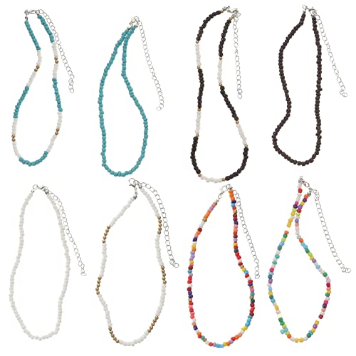 IMIKEYA 8 Stück Teiliges Damen Perlenkette Boho Stil Bunte Kurze Halsketten Hautfreundlich Leicht Modischer Schmuck für Alltag Partys Geburtstage Attraktives Design von IMIKEYA