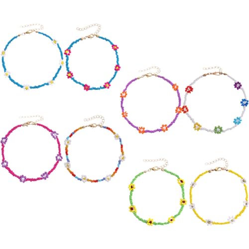 IMIKEYA 8 Stück Teiliges Set Bunter Perlen Fußkettchen und Armbänder für Mädchen Handgefertigter Boho Schmuck für Sommer für Strandurlaub und Besondere Anlässe von IMIKEYA