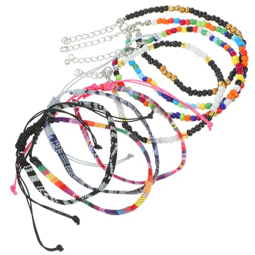 IMIKEYA 8 Stück Teiliges Verstellbares Fußkettchen Set für Damen Bohemian Stil Handgefertigte Fußarmbänder für Strandpartys Hochzeiten und Festivals Langlebig und Hautfreundlich von IMIKEYA