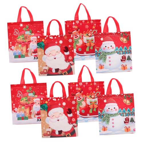 IMIKEYA 8 Stück Teiliges Weihnachts Geschenktüten aus Wiederverwendbarem Vliesstoff Große Einkaufstaschen Leichte Abwischbare Tragetaschen für Weihnachtsfeier Partygeschenke von IMIKEYA