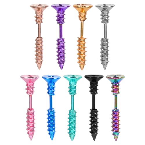 IMIKEYA 9 Stück modische Ohrstecker: Edelstahl-Schraubenpiercing-Ohrring – DIY-Piercingschmuck für Jungen und Mädchen – hypoallergener Ohrstecker von IMIKEYA