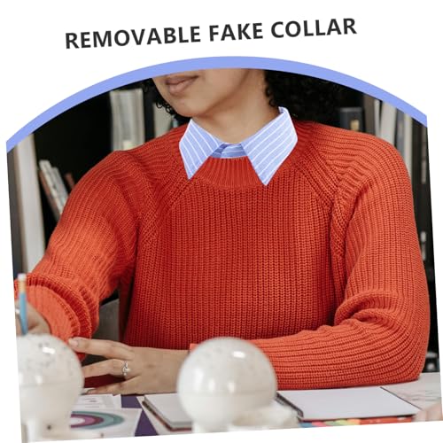 IMIKEYA Abnehmbarer Gestreifter Kragen aus Langlebigem Polyester Komfortabel und Atmungsaktiv Vielseitiges Damen accessoire für Business Party und Alltag Eleganter Blauer Streifenlook von IMIKEYA