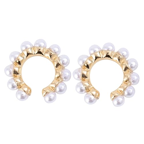 IMIKEYA Alloy Ohrclips mit Kreativen Perlen für Damen C Förmige Ohrstecker Weiß für Reisen Shopping und Alltag Machen Sie Schöner und Ihre von IMIKEYA