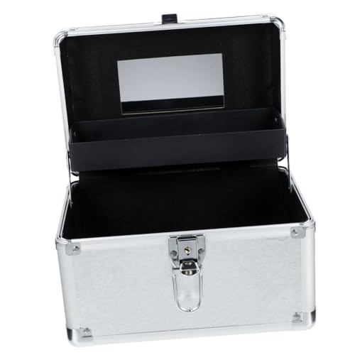 IMIKEYA Aluminiumlegierung Kosmetikkoffer Tragbar Doppellagiger Make Up Organizer für Unterwegs Vielseitiger Aufbewahrungskoffer für Kosmetik und Werkzeuge von IMIKEYA