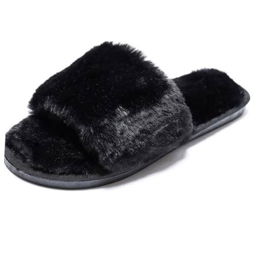 IMIKEYA Anti rutsch Hausschuhe Damen und Herren Weiche Plüsch Slipper mit Strapazierfähiger Atmungsaktiver Soft sohle Bequeme Indoor Pantoffeln in Schwarz Rutschfeste Hausschuhe für von IMIKEYA