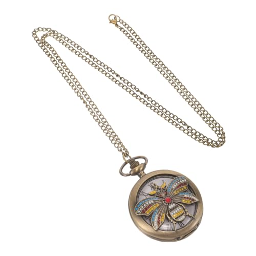 IMIKEYA Antike Taschenuhr Kette Damen Vintage Große Römische Ziffern Quarzuhr Anhänger Leichte Legierung Schmuckanhänger Uhr für Alltag und von IMIKEYA