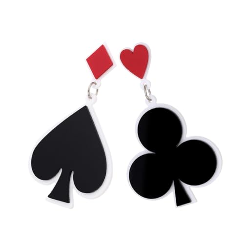 IMIKEYA Asymmetrische Damen Poker Ohrringe aus Langlebigem Acryl Leicht und Modisch Auffällige Kartendesigns für Partys und Alltag Stilvoller Spielerischer Modeschmuck von IMIKEYA