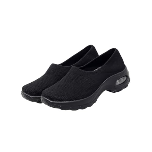 IMIKEYA Atmungsaktive Damen Sneakers Sommer Schuhe mit Dicker Sohle Leichtes Mesh Obermaterial rutschfest und Angenehm Erhöhte Sportschuhe für Alltag und Freizeit Schwarz von IMIKEYA
