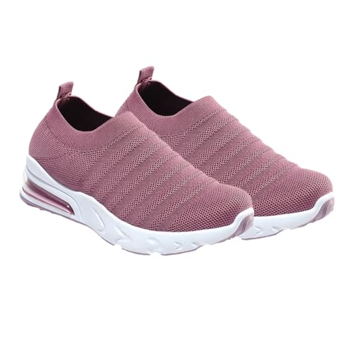 IMIKEYA Atmungsaktive Damen Sportschuhe mit Dicker Sohle rutschfest Leicht Elastisches Stricknetz Weiche Innensohle Luftdurchlässig Angenehm für Alltag und Sport von IMIKEYA