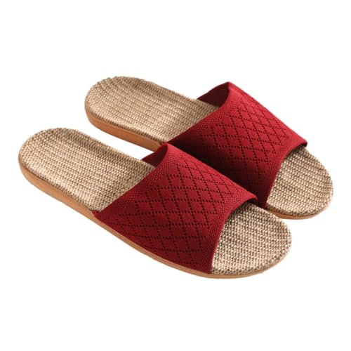 IMIKEYA Atmungsaktive Leinen Hausschuhe Leicht Schweißabsorbierend Rutschfest Frühling Sommer Unisex Natürliche Einfache Indoor Pantoffeln für Damen und Herren von IMIKEYA