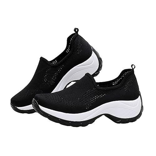 IMIKEYA Atmungsaktive Outdoor Sneakers Damen Luftgepolstert Schnelltrocknendes Mesh Leichte Wanderschuhe für Alltag und Sport Bequeme Freizeitschuhe Schwarz von IMIKEYA
