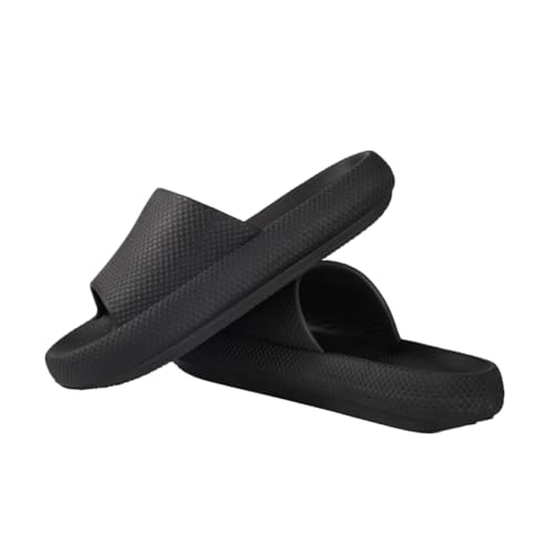 IMIKEYA Atmungsaktive Rutschfeste Hausschuhe mit EVA Sohle Leichte Bequeme Badeschuhe für Damen und Herren Slipper mit Offenem Zehenbereich für Badezimmer und Innenbereich Schwarz von IMIKEYA