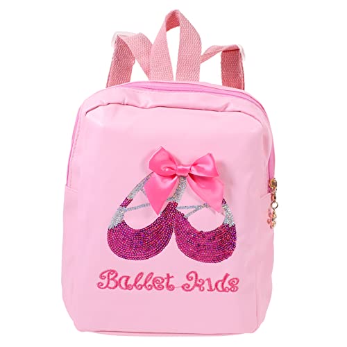 IMIKEYA Ballett Rucksack für Mädchen Funkelnde Tanzschuhe Tasche Verstellbare Schultergurte für Schule und Freizeit Leicht und Praktisch Rosa PU Ballett Tasche von IMIKEYA