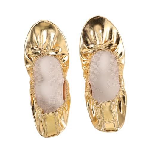IMIKEYA Ballettschuhe Damen Softsohle Tanzschuhe für Bauchtanz Yoga Leichte Tragbare Split Sole mit Hoher Elastizität und Stoßdämpfender Sohle Goldfarbene Cat Paw Design von IMIKEYA