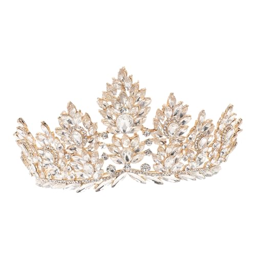 IMIKEYA Barock Krone für Damen mit Strasssteinen Braut Tiara Haarreif Leichtes Zinklegierung Diadem Vielseitiges Accessoire für Hochzeit Ball Wettbewerb und Festliche Anlässe von IMIKEYA