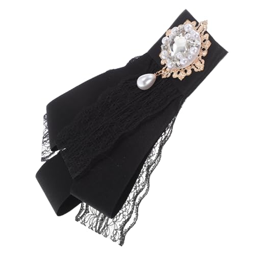 IMIKEYA Barock Lace Schleifenbrosche mit Strass und Kunstperle Vorgebundene Große Schleife Stilvolle Schmuck-brosche für Damen Hemd Uniform Hochzeit und Festliche Anlässe von IMIKEYA