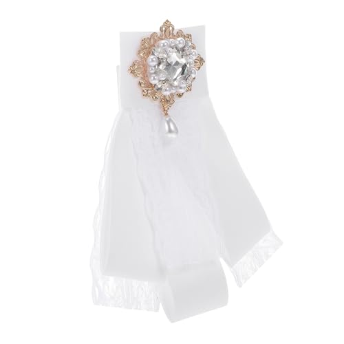 IMIKEYA Barock Spitze Brosche mit Vorgebundener Schleife Funkelnde Imitationsperlen und Strass Vielseitiges Schmuckstück für Damen Stilvolles Accessoire für Kleidung Taschen und Besondere von IMIKEYA
