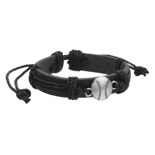 IMIKEYA Baseball Armband Schwarzem Kunstleder Verstellbar Baseball Fan Schmuck Langlebig für Sport Events für Baseballliebhaber Stilvolles Accessoire von IMIKEYA