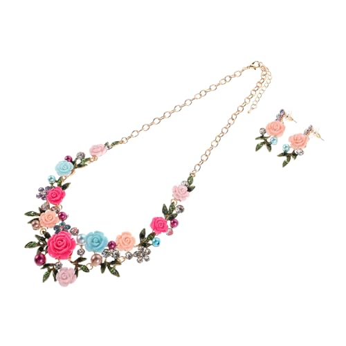 IMIKEYA Blumiges Schmuckset Damen Halskette Ohrringe mit Perlen Sommer Hochzeit Brautjungfer Party Accessoire Leicht Luxuriöses Design für Festliche Anlässe IMIKEYA Blumiges Schmuckset Damen Halskette Ohrringe mit Perlen Sommer Hochzeit Brautjungfer Party Accessoire Leicht Luxuriöses Design für Festliche Anlässe von IMIKEYA