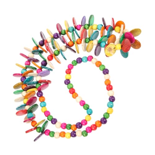 IMIKEYA Bohemian Damen Halskette Bunte Perlen Kokosnuss Anhänger Farbenfrohe Ethno Kette für Urlaub Modisches Schmuckstück für Frauen Vielseitig Kombinierbar von IMIKEYA