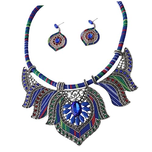 IMIKEYA Bohemian Ohrringe und Halskette Set für Frauen Ethnischer Schmuck Chunky Schmuck für Partys Strandhochzeiten und Prom Vintage Kostümschmuck Geschenkidee für Freundinnen und Mütter von IMIKEYA
