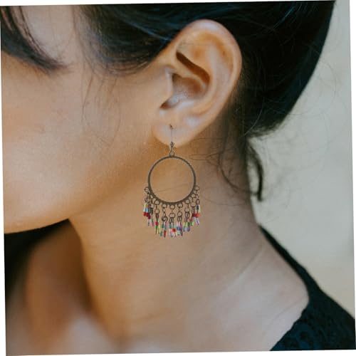 IMIKEYA Boho Bunte Tropfen Ohrringe Damen Ethno Stil mit Perlen Verzierung Langlebig und Auffällig Geeignet für Alltag Party Hochzeit und Festliche Anlässe von IMIKEYA