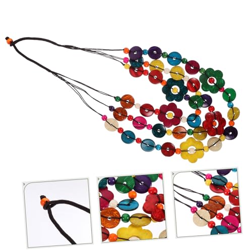 IMIKEYA Boho Mehrschichtige Halskette aus Kokosnussschale Bunt Vintage Gewebt Modischer Schmuck für Frauen Mädchen Geschenk zu Geburtstag Party Alltag Beachwear von IMIKEYA