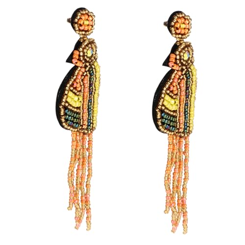 IMIKEYA Boho Ohrringe Damen Handgefertigt Perlen Quasten Ohrhänger Ethno Stil Retro für Party Strand Alltag von IMIKEYA