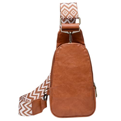 IMIKEYA Boho PU Brusttasche Damen Sling Bag Leicht Verstellbar Vielseitig als Bauchtasche und Crossbody für Reisen Alltag Shopping Geschenkidee von IMIKEYA