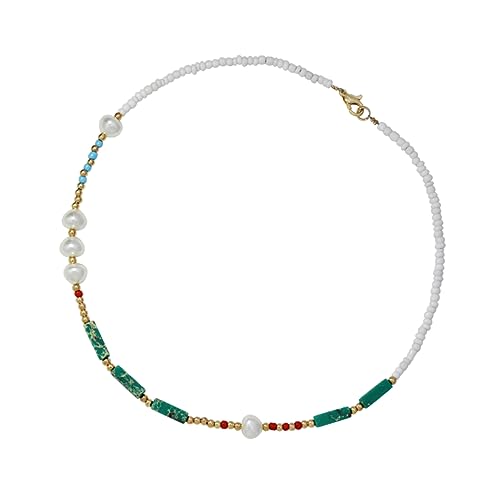IMIKEYA Böhmische Perlenkette für Damen Handgemachte Schlüsselbeinkette Strapazierfähigem Material Modischer Damenschmuck für Besondere Anlässe von IMIKEYA