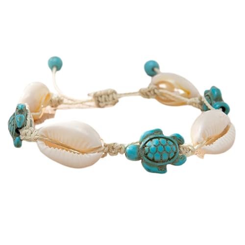 IMIKEYA Muschel Fußkettchen Mit Schildkröte Anhänger Stapelbar Für Damen Strand Fuß Schmuck Stil von IMIKEYA