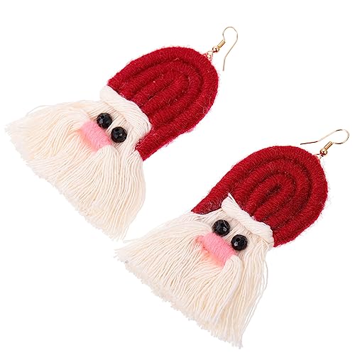 IMIKEYA Boho Weihnachts Ohrringe Damen Handgefertigte Rote Quasten Ohrhänger Geflochtenes Bohemia Ohrschmuck Festlich Für Party Büro Alltag von IMIKEYA