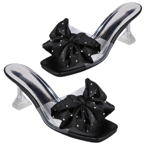 IMIKEYA Bow Slide Sandalen Damen mit Schleifenabsatz Absatzhöhe Pu material Angenehm und Langlebig Geeignet für Büro Outdoor und Besondere Anlässe Luftdurchlässig und Stilvoll von IMIKEYA