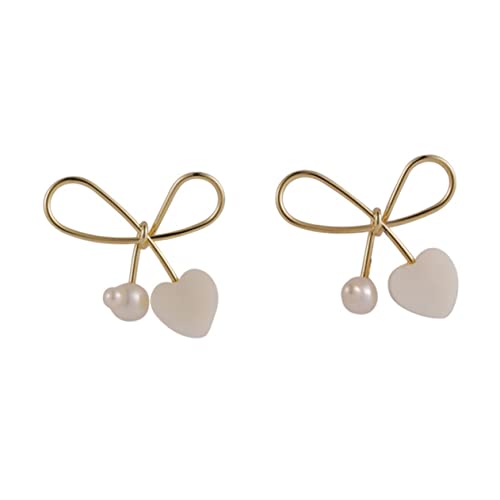 IMIKEYA Bowknot Ohrstecker Damen mit Perlen Ohrringe Herzform Design Modisch Leicht zu Tragen Passend für Alltag Party Abschlussfeier und Besondere Anlässe von IMIKEYA