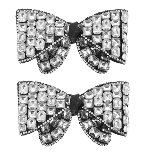 IMIKEYA Bowknot Shoe Charms mit Strassbesatz Eleganter DIY Schmuck für Schuhe Taschen und Kleidung Einfach Anzubringen für Hochzeit Party Schwarzer Glitzer Schuhanhänger von IMIKEYA