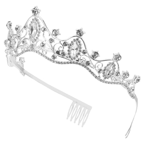 IMIKEYA Braut Tiara Stirnband Silber mit Weißen Strasssteinen Leichtes Haarschmuck Accessoire für Hochzeit Abschlussball Party und Besondere Anlässe Damen Haarreif von IMIKEYA