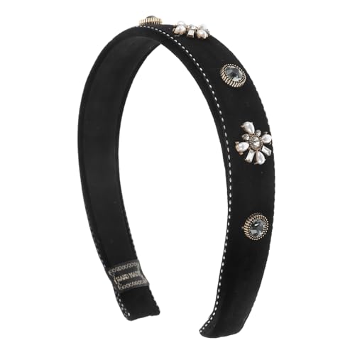 IMIKEYA Breites Perlen Haarband Damen Elegantes Gepolstertes Stirnband mit Strahlenden Strasssteinen Rutschfester Haarschmuck für Hochzeit Junggesellinnenabschied und Festliche Anlässe von IMIKEYA