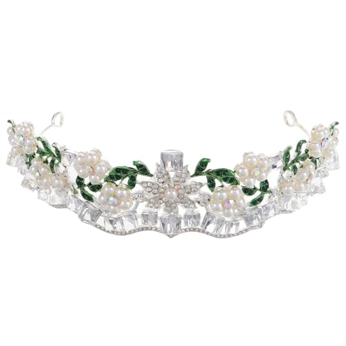 IMIKEYA Bridal Pearl Tiara mit funkelnden Steinen und Vintage Design Robuste Hochzeitskrone für Braut und Mädchen Vielseitiges Haarschmuck Accessoire Passend zu Brautkleid und Festlichen von IMIKEYA
