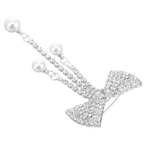 IMIKEYA Brosche mit Schleifen Design Perlen und Strass Eleganter Anstecker für Damen Vielseitiges Accessoire für Kleider Taschen und Schuhe für Festliche Anlässe und von IMIKEYA
