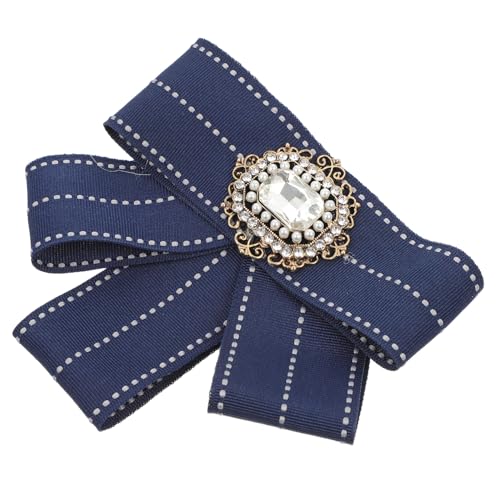 IMIKEYA Brosche mit Schleifenmotiv für Damen Krawattennadel mit Strasssteinen für Berufsbekleidung Konferenzen und Besondere Anlässe Marineblau von IMIKEYA