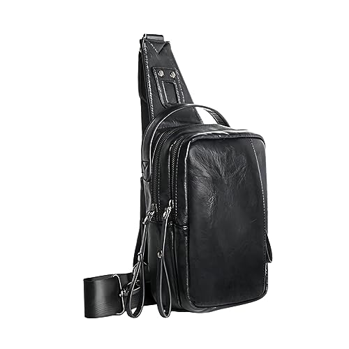 IMIKEYA Brusttasche Aus Hochwertigem Pu-Material Mit Erweitertem Gürtel Und Glattem Reißverschluss Lässige Sling-Brusttasche Als Einzelne Schultertasche Für Männer Geeignet Für von IMIKEYA