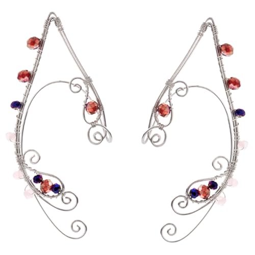 IMIKEYA Bunte Imitationskristall Ear Cuff Ohrclips Damen Nicht Durchbohrte Ohrklemme Komfortable Ohrmanschetten Eleganter Schmuck für Alltag und Fest von IMIKEYA