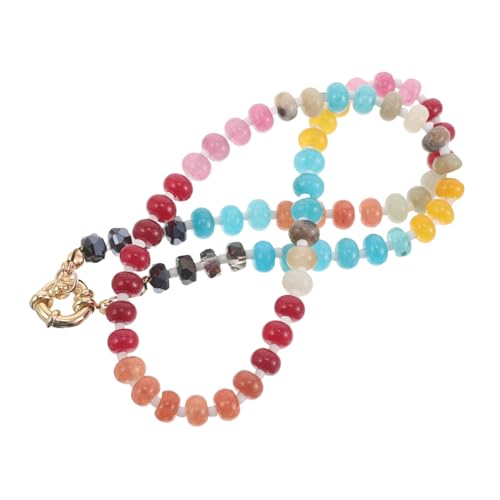 IMIKEYA Bunte Natürliche Steinperlen Halskette Choker Langlebig Leicht Hautfreundlich Damen Schmuck für Alltag und Besondere Anlässe Valentinstag von IMIKEYA
